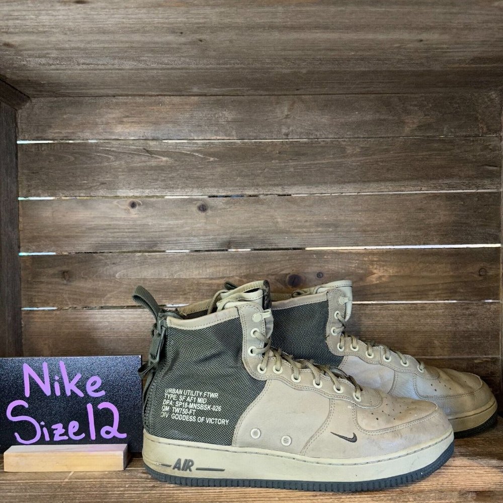 Mens Nike Air Force 1 SF Mid Mushroom Camo Leather Boots Shoes Sneakers Size 12